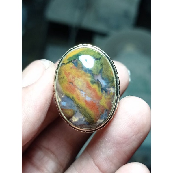 cincin batu akik pancawarna super antik lain phyrus garut dan bacan