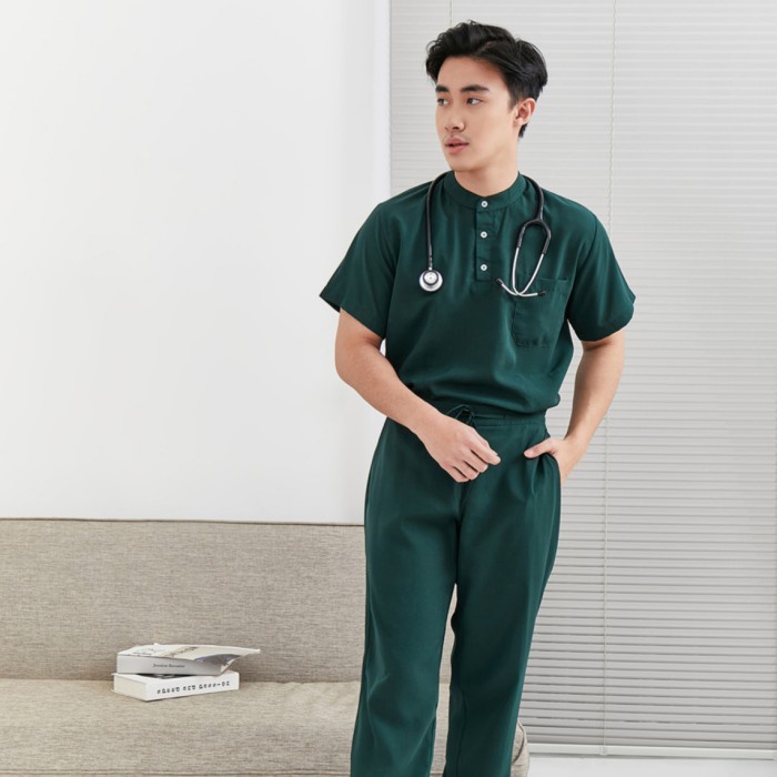 Baju Jaga MSS - DARK GREEN Scrubs on Call Flowy Lengan Pendek