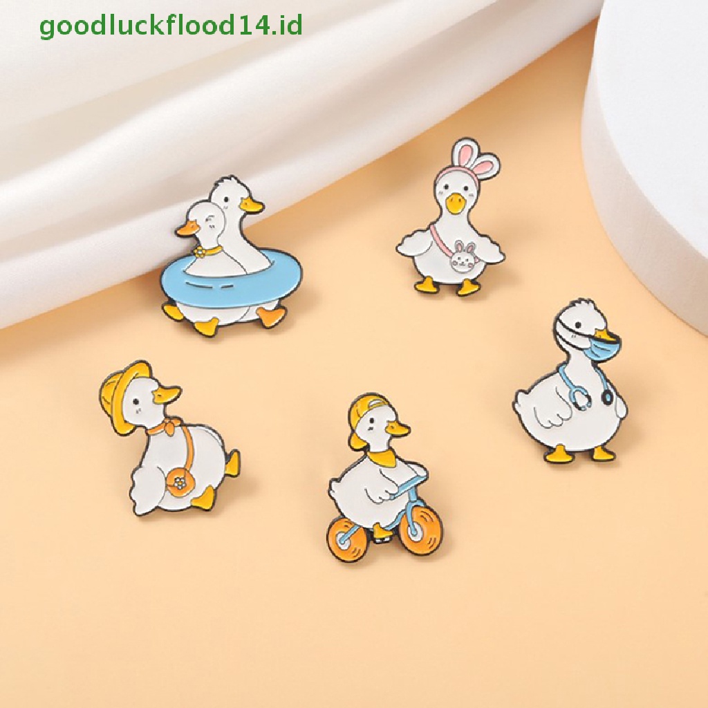 [GOOGFOUR] Hewan Yang Indah Enamel Pin Custom Bebek Angsa Belanja Berenang Bersepeda Bros Tas Kerah Pin Kartun Lucu Lencana Perhiasan Hadiah Untuk Anak [TOP]