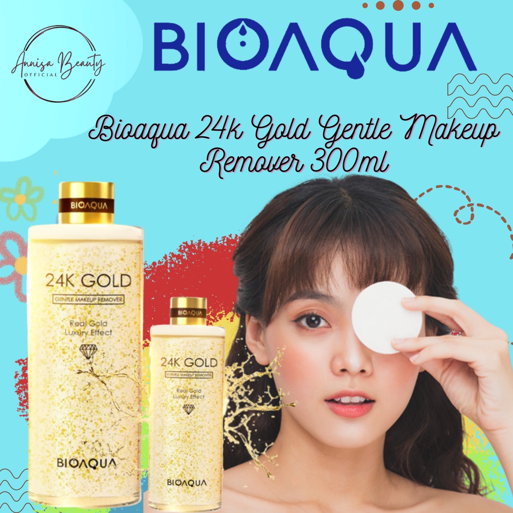 [BPOM][100% ORGINAL]BIOAQUA 24K Gold Gentle Makeup Remover 300ml Q22A0257/Gentle Micellar Water Lip &amp; Eye Makeup Remover For All Skin Type