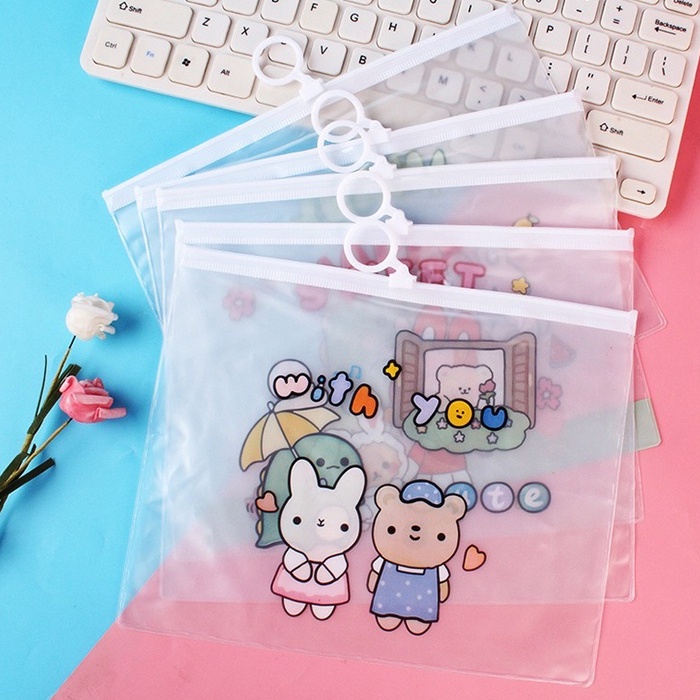 4pcs Kantong Travel Pouch Plastik Transparan Anti Air Zipper Ring GM-ST0221