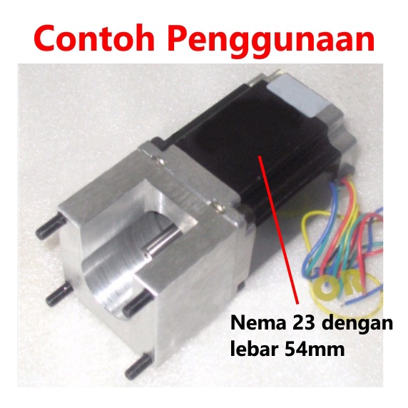 [HAEBOT] Bracket Base Mount Motor Stepper Nema 23 57 Dudukan Aluminium CNC Router Hitam Putih Fixed Mounting Seat 57mm