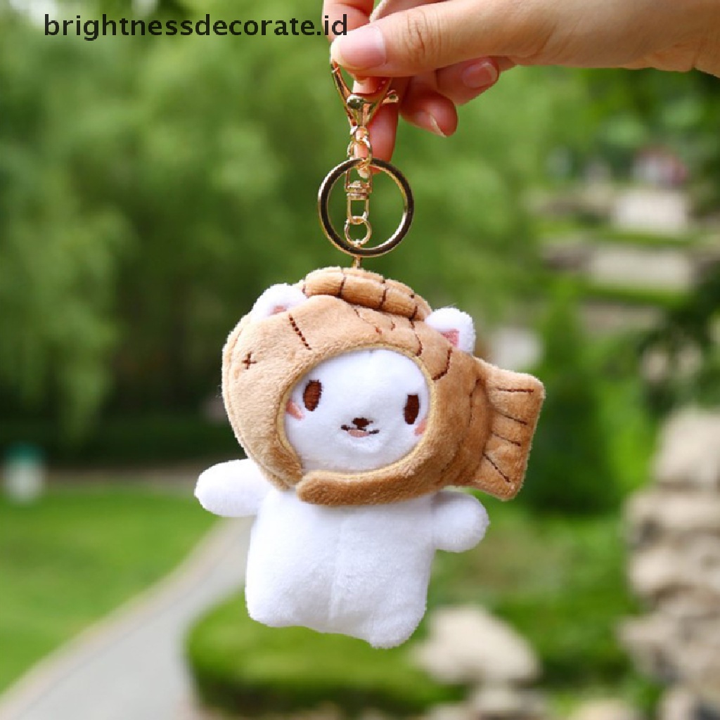 [Birth] 1pc Panda Kecil Plush Taiyaki Ikan Lucu Gantungan Kunci Mainan Lembut Plushie Keychain [ID]