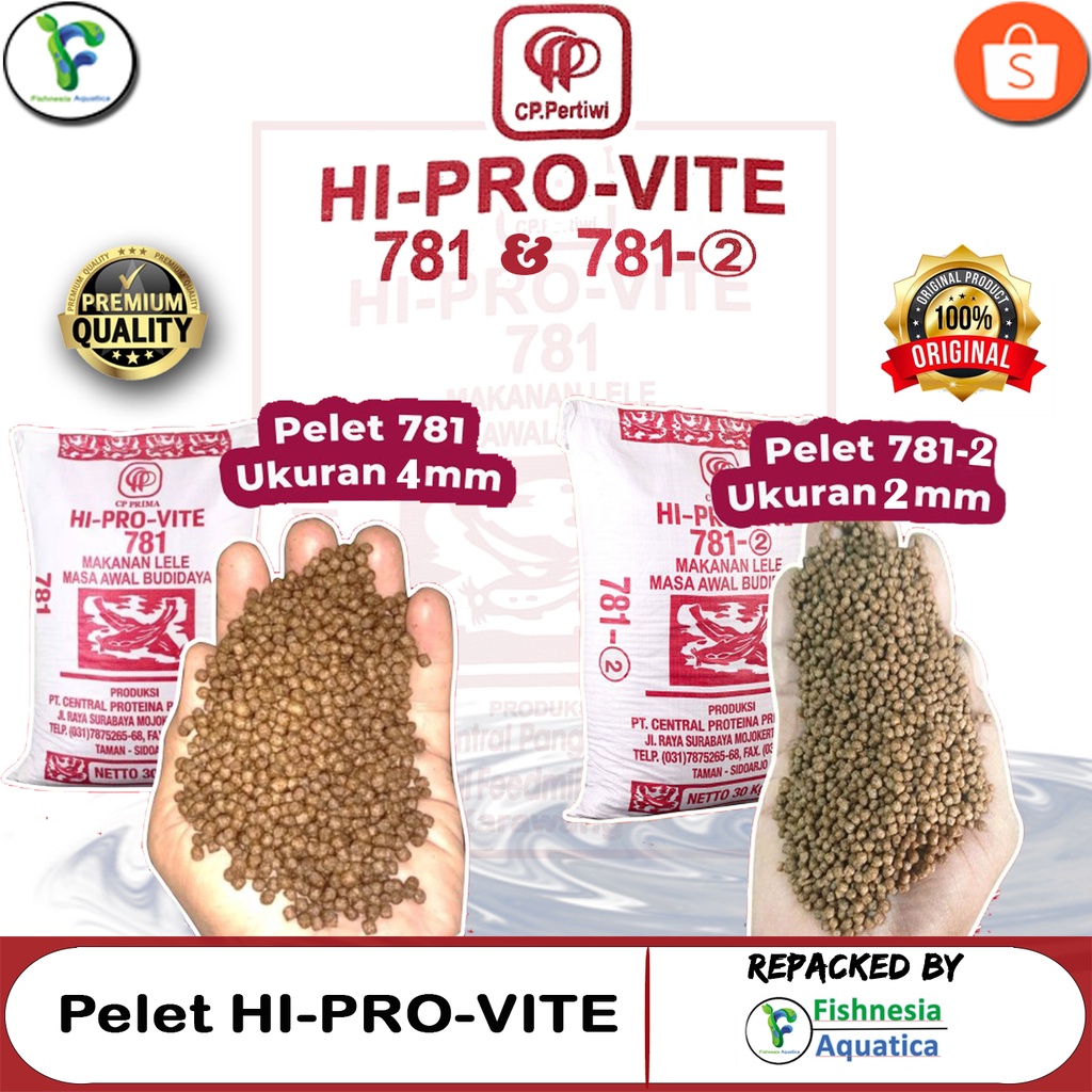 Pelet ikan Hi-Pro-Vite 781 pakan ikan Lele Nila Gurame KOI REPACK Murah