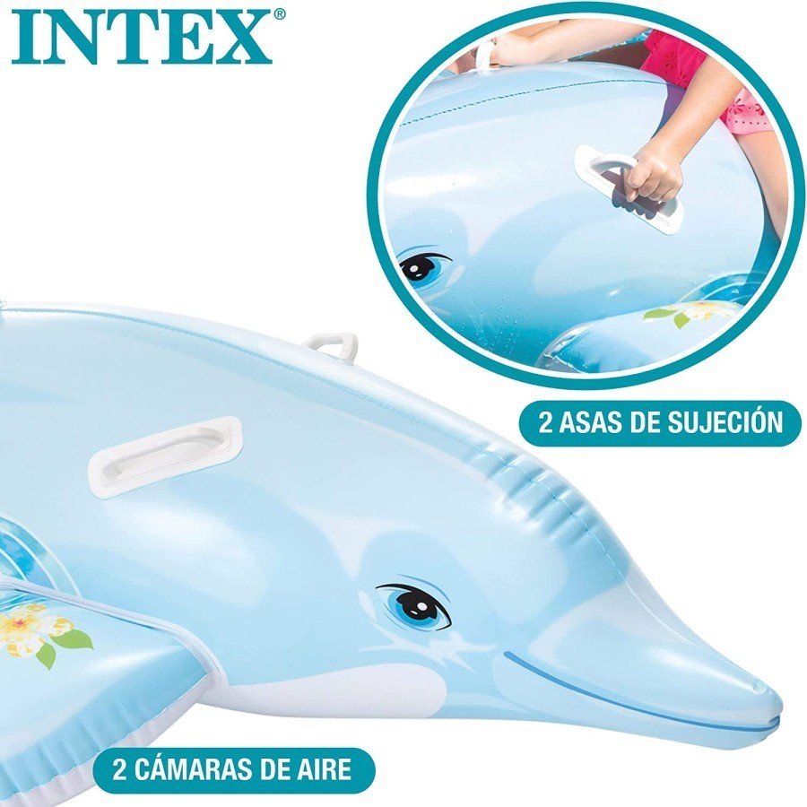 INTEX 58535 Inflatable Lil Dolphin Pool Ride On - 1.75m x 66cm