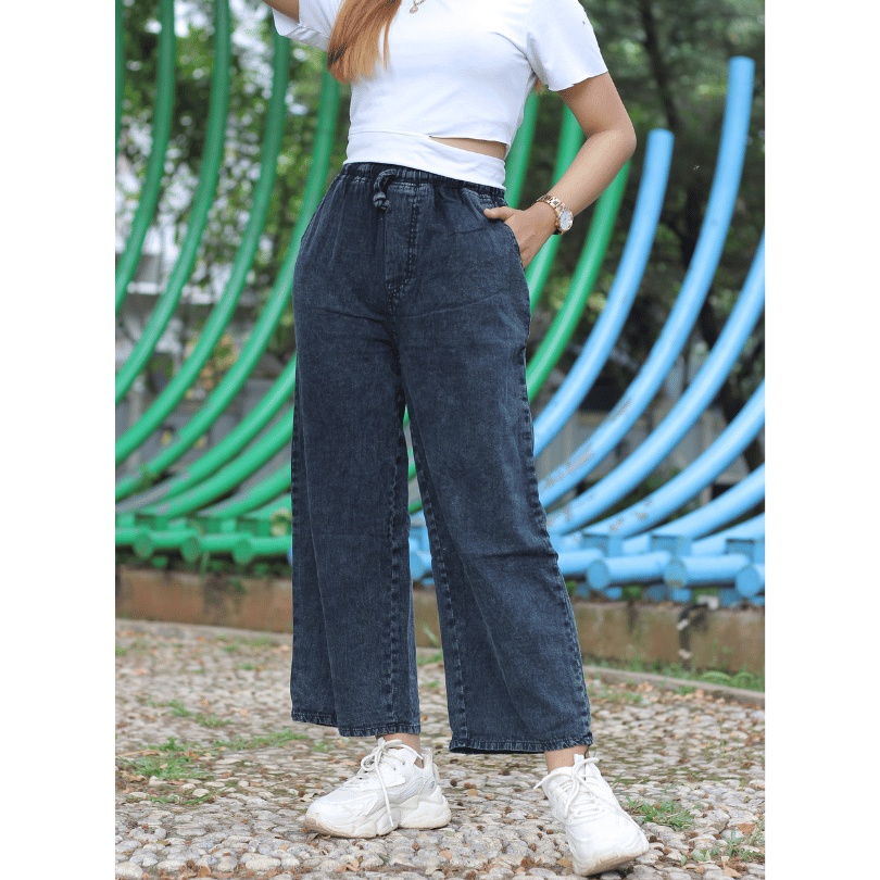 Kulot Jeans Celana Wanita Highwaist Korean Style Boyfriend Fashion Allsize Loose Terlaris