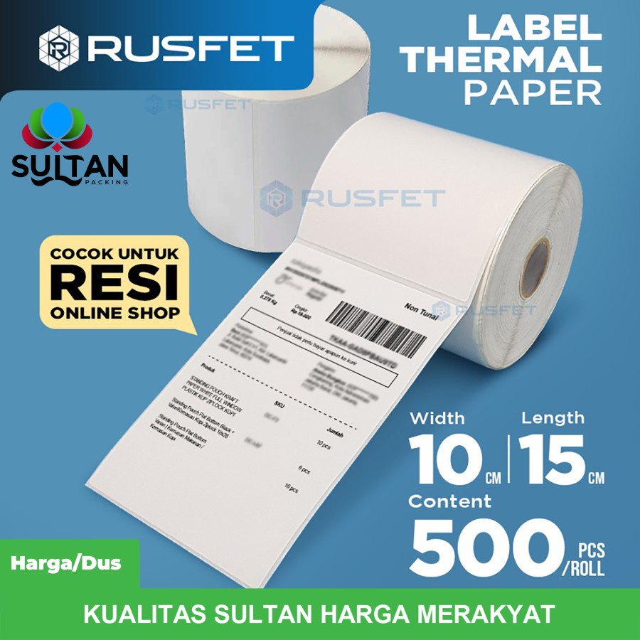 

Stiker Thermal Label Barcode/Label Resi 100 x 150mm Per Dus/Kargo