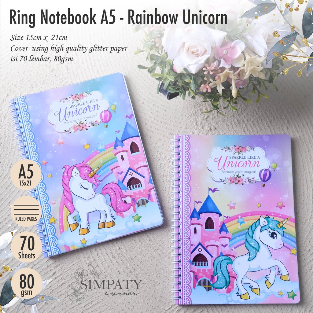 

Ring Notebook A5 | Diary | Buku Tulis A5 | Agenda Anak Unicorn Simpaty