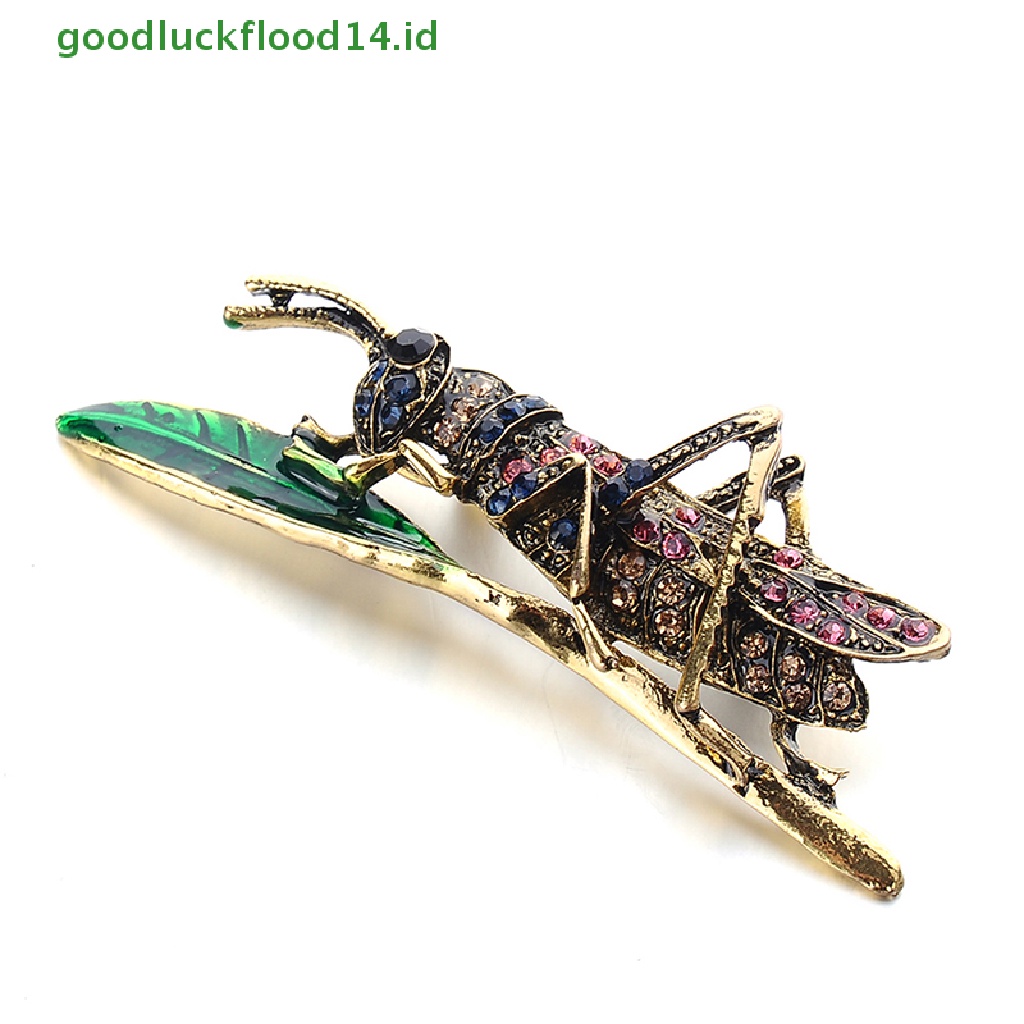 [GOOGFOUR] Enamel Berlian Imitasi Belalang Vintage Serangga Bros Pin Sweater Hadiah Bros [TOP]