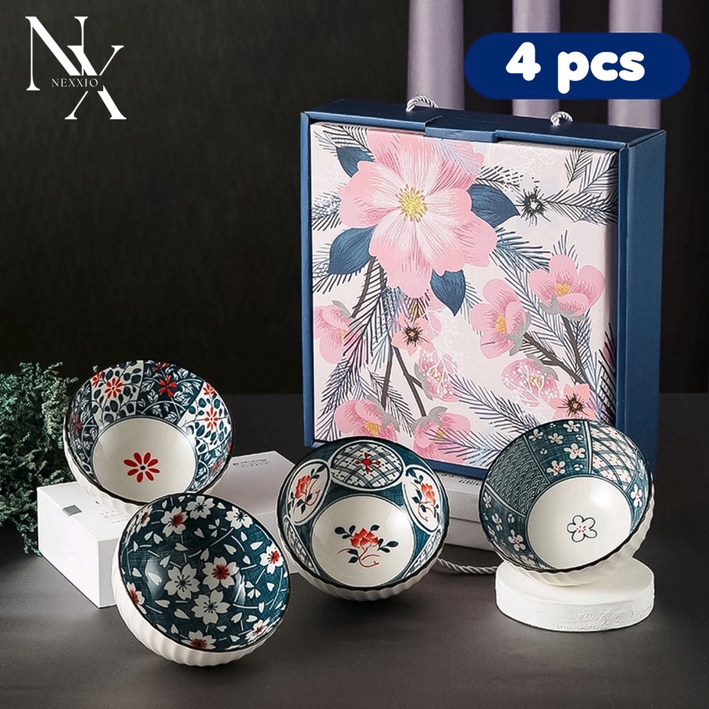 NEXXIO (Garansi Pecah) Japanese Bowl Set Mangkok Sumpit Set / Souvenir mangkok set premium peralatan makan porselen / Mangkok set premium peralatan makan / Bangkok Set Premium japaness bowl.