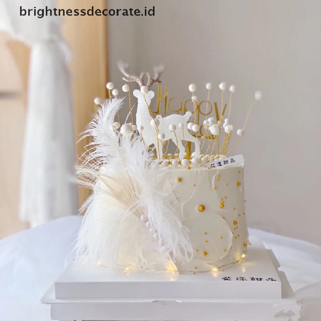 [Birth] Natal Rusa Kristal Deer Cake Dessert Hiasan Meja Xmas Home Decor Gift [ID]