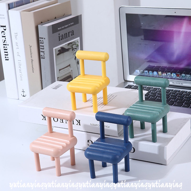 Kreatif Mini 3slot Rak Desain Kursi Kayu Lazy Desktop Phone Bracket Phone Stand