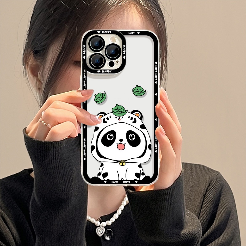 IPHONE Soft Case Panda Lucu Kompatibel Untuk Iphone13 14 11 12 Pro Max XS XR X8 7 6S Plus Casing Hp Mini Transparan TPU Silikon Shockproof Clear Cover