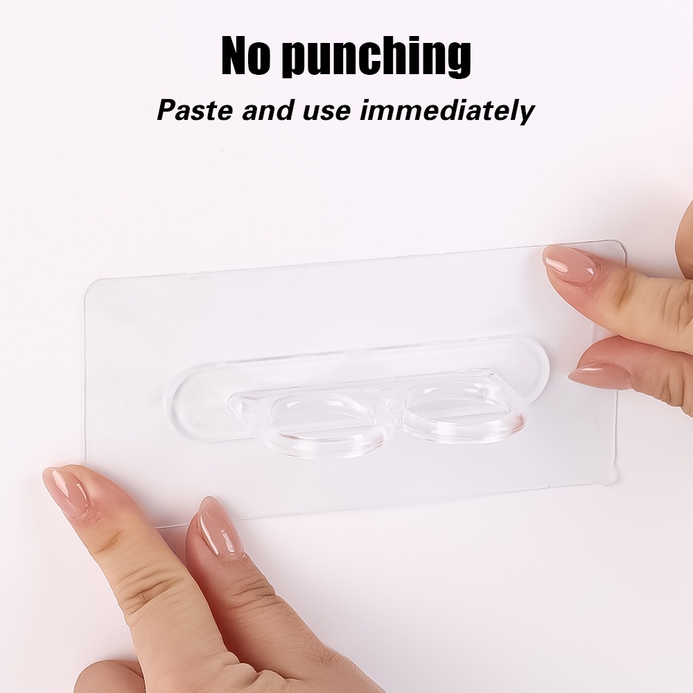 [Harga Grosir] Double-hole Clear Hook Kamar Mandi Dapur Alat Penyimpanan Kacamata Tahan Air Gantungan Serba Serbi Organizer Rak Dinding Tempat Botol Rak Bantalan Beban Kuat