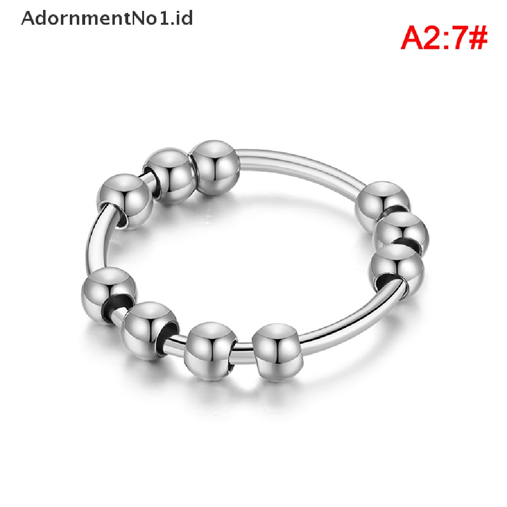 [AdornmentNo1] New Stainless Steel Beads Anxiety Rings Stress Relief Fidget Rings Untuk Wanita Pria INS Gaya Sederhana Fashion Perhiasan Hadiah Tren [ID]