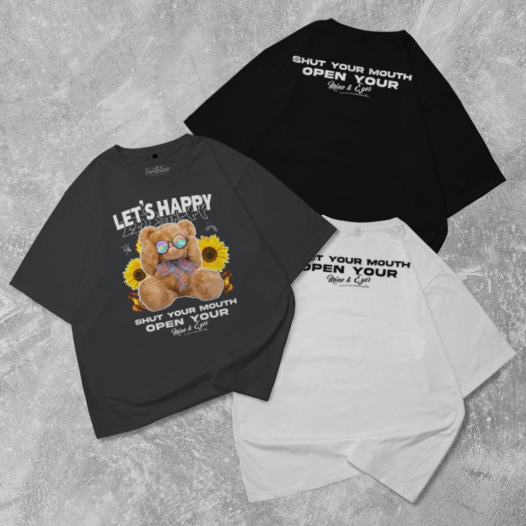 HIPNOP Mind Bear Kaos Sablon Pria Lengan Pendek Atasan Tshirt Distro Cowok