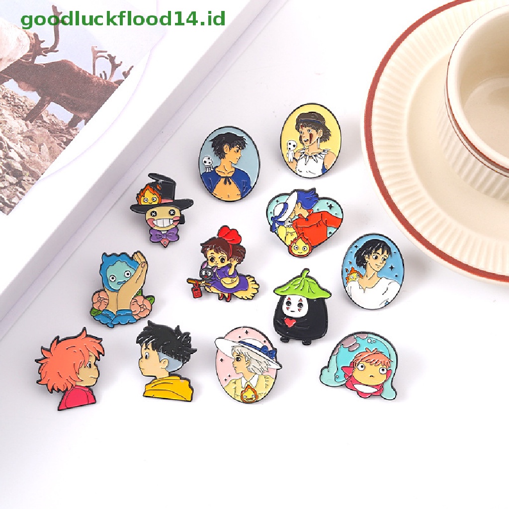 [GOOGFOUR] Pin Enamel Film Kartun Howl Sofia Ponyo Bros Lencana Kerah Pin Lucu Anime Perhiasan Hadiah Untuk Teman Anak [TOP]