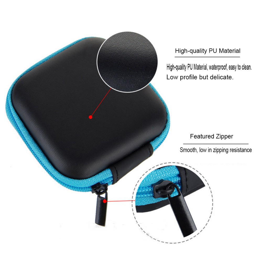 Pouch Headset Multifungsi Dompet Tempat Penyimpanan Earphone kabel charger koin kunci tas mini persegi sarung universal