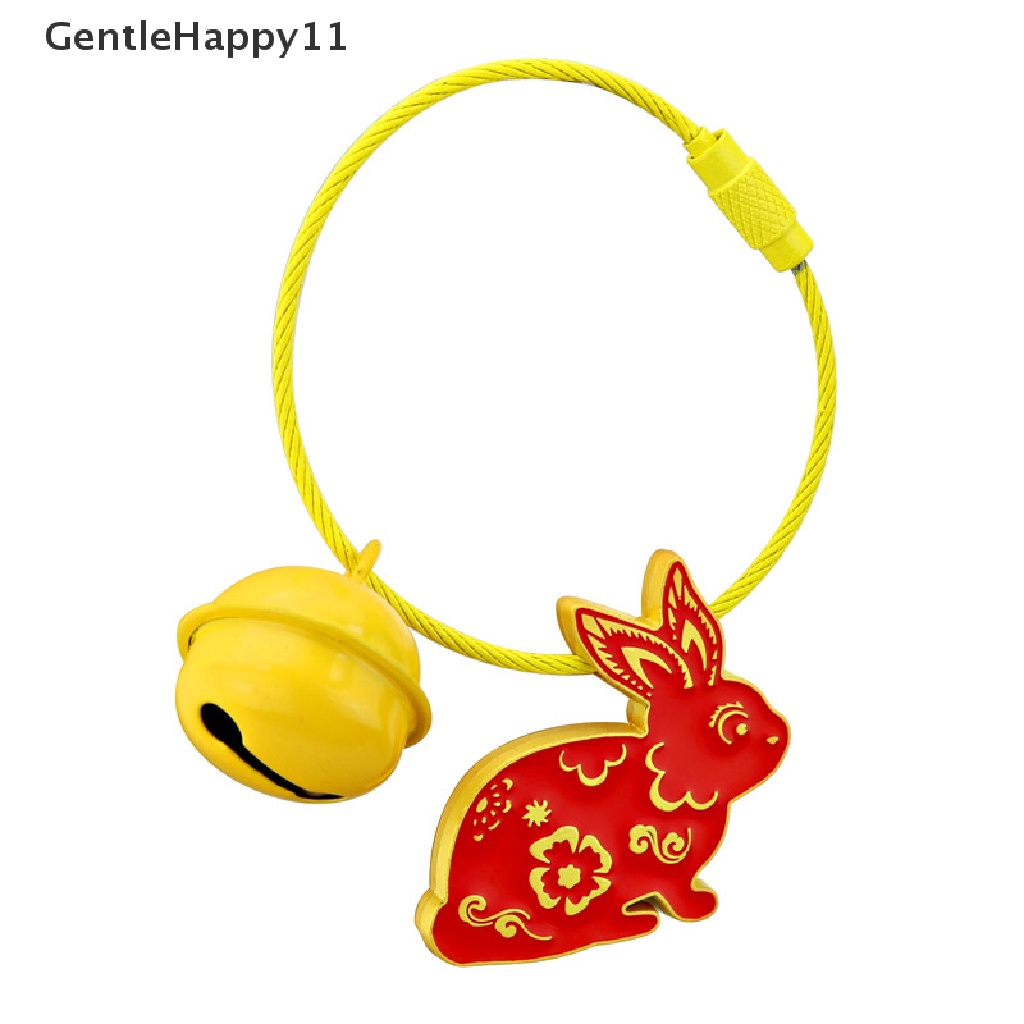 Gentlehappy 2023tahun Baru Dari Kelinci Lucu Gantungan Kunci Kreatif Kelinci Yang Menguntungkan Kartun China Tradisional Kertas Potongan Kelinci Keyring Bag Liontin Logam Dengan Bell Kecil id