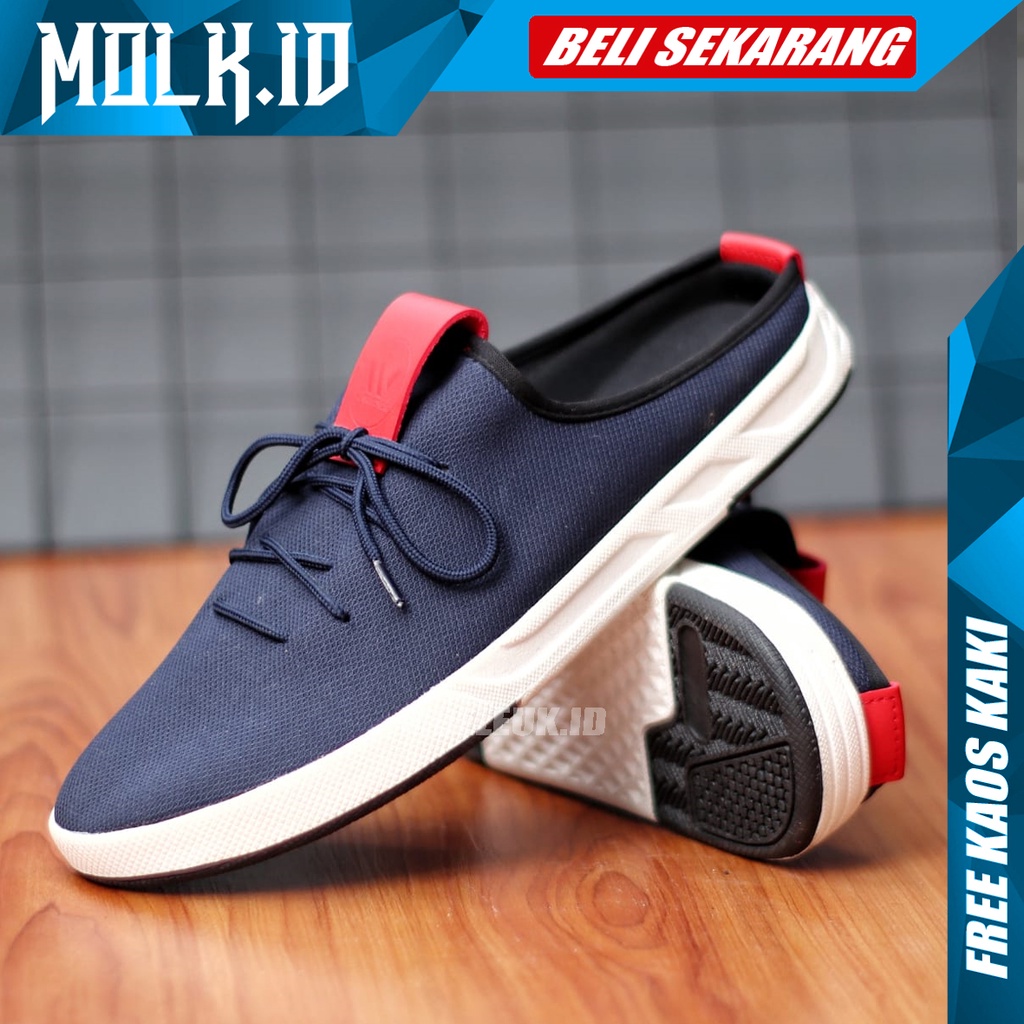 MOLK Sendal Pria Slip On Casual Original Distro Sandal Slop Cowok Kekinian Trendy Simple Anti Slip