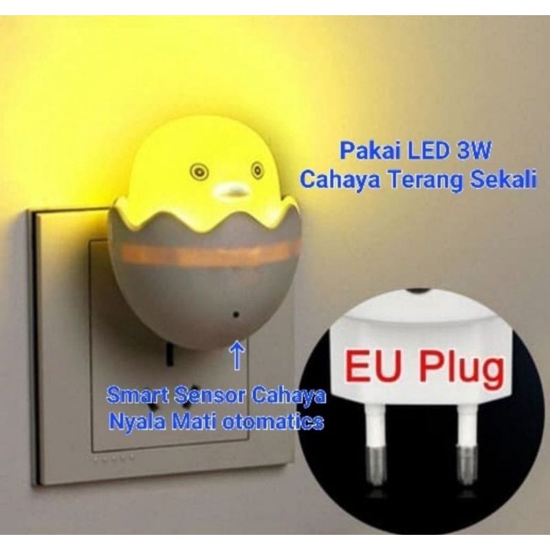 LAMPU TIDUR LED TELUR AYAM SENSOR CAHAYA DEKORASI KAMAR