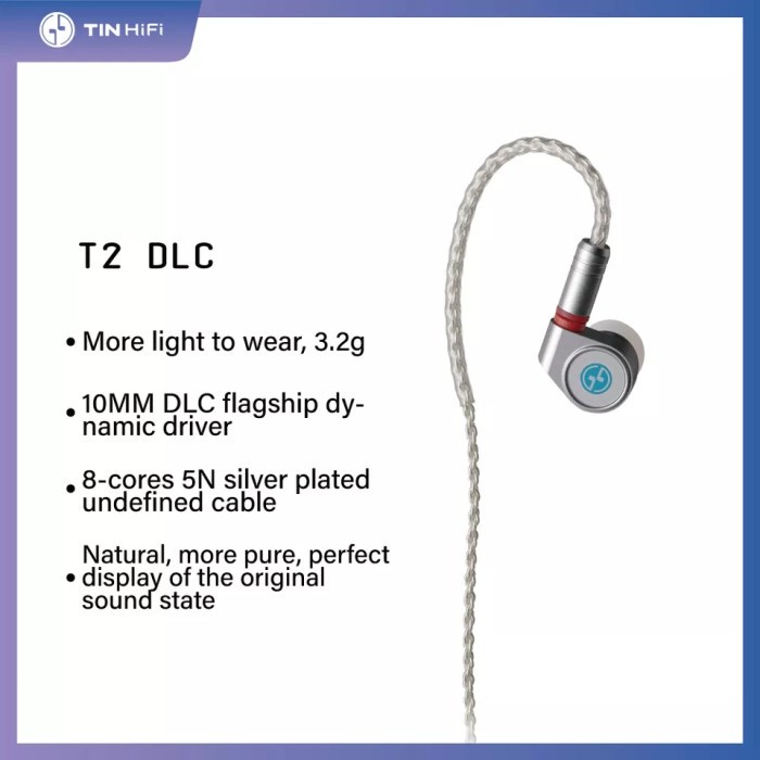 TIN HIFI T2 DLC Dynamic Driver Bass Earphone In Ear Monitor IEMs