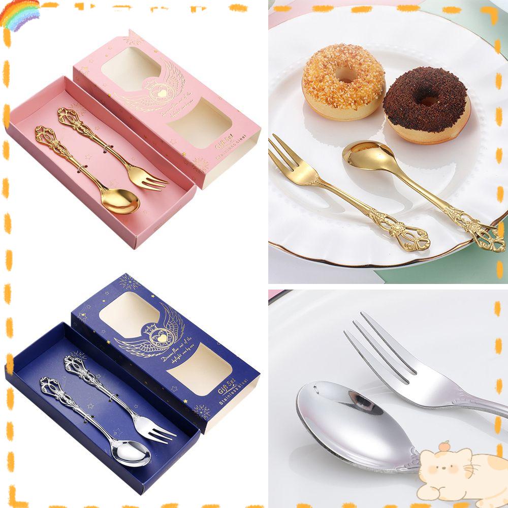 Solighter Eropa Dessert Spoon Retro Kreatif Peralatan Makan Hadiah Sendok Kopi