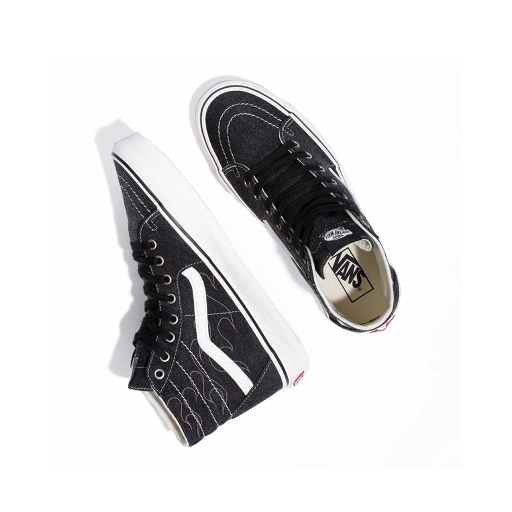 SEPATU VANS OFF THE WALL | SK8 HI TAPERED DENIM BLACK WHITE | DNMBKWT