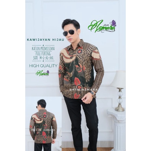 Kemeja Batik Pria KAWIJAYAN HIJAU Batik Solo FULL FURING