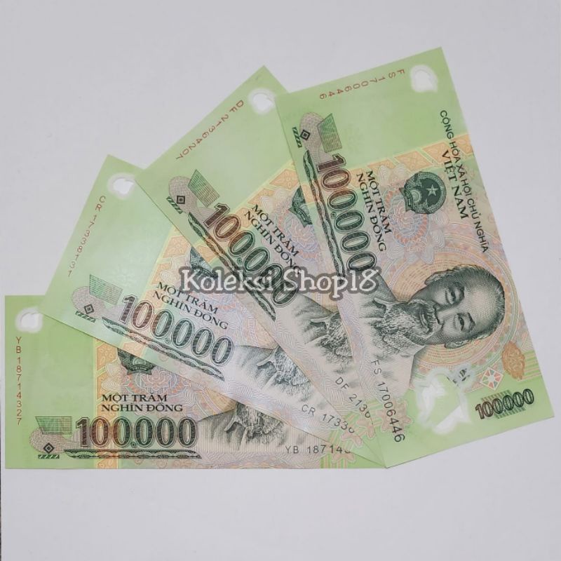 Koleksi Vietnam Dong Pecahan 100000 Dong Bahan Polymer