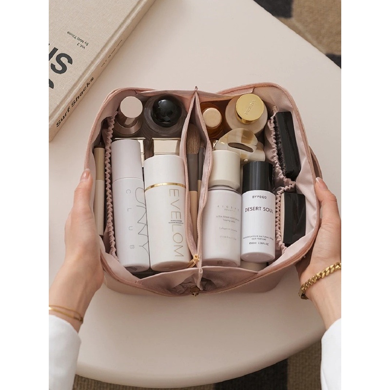 Tas Kosmetik Travel Kapasitas Besar Bahan Kulit