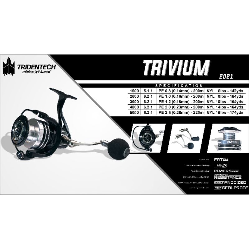reel power handle 1000.2000,3000,4000,5000 tridentech japan.spinning.TRIVIUM TR