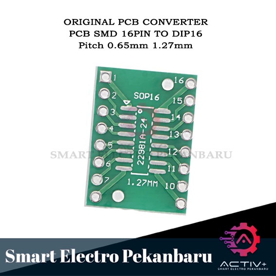 ORIGINAL PCB SMD 16PIN TO DIP 16PIN SOP16 PIN Pitch 0.65mm 1.27mm ADAPTER KONVERTER IC 16P SOP16 SSO