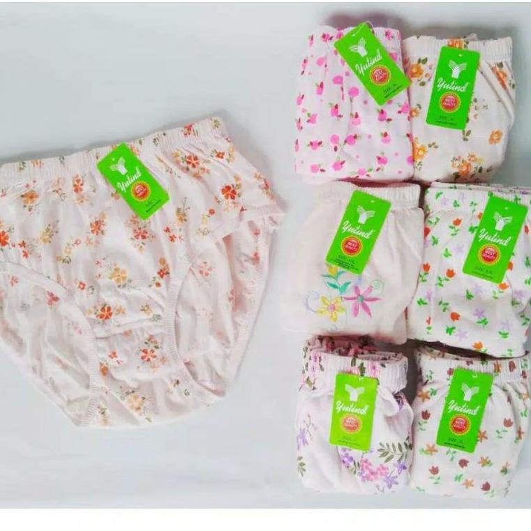 ⌆ SS - ( S - XXL ) 12 Pcs 1 Lusin CD Wanita Yutind ( Sablon / Bordir ) / Celana Dalam Wanita Yutind 