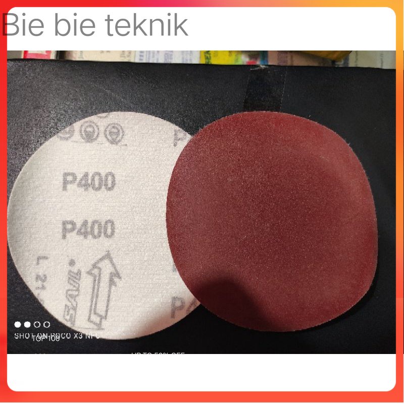 amplas tempel 5" #400/amplas bulat 5in velcro tanpa lubang grit 400 . Bie bie Teknik