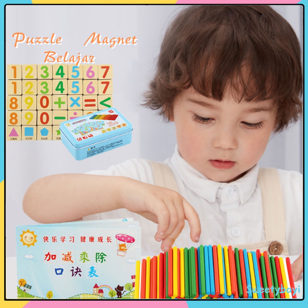 SweetyBayi Mainan edukasi puzzle magnet belajar berhitung Intelligence stick Mainan edukasi menghitung matematika