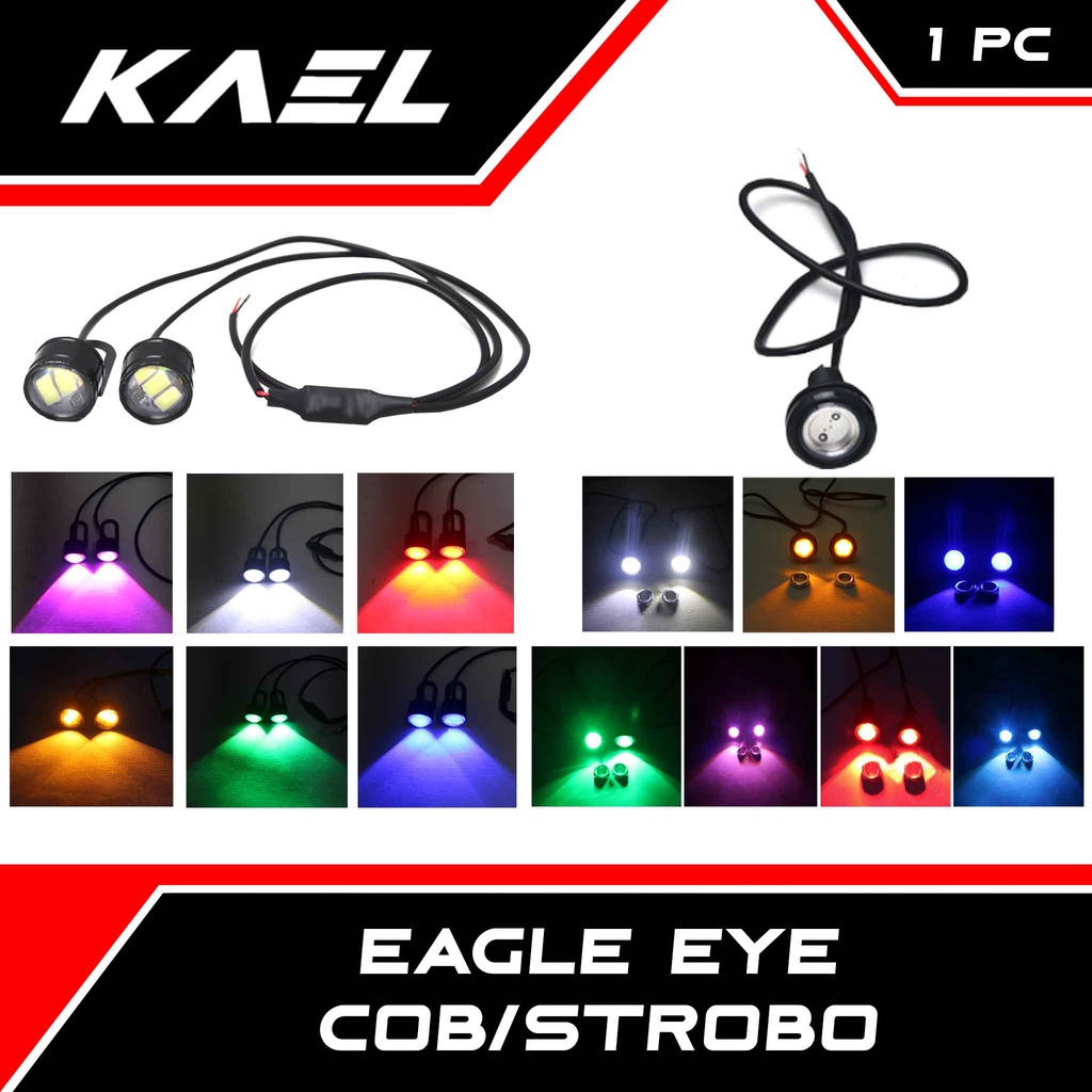 Eagle Eye COB Strobo Mata Elang 3 LED Putih Hijau Kuning Merah Biru Pink 23 mm Diam Strobo Sein Sen Eagle Eye Kedip Kedip Lampu Motor dll