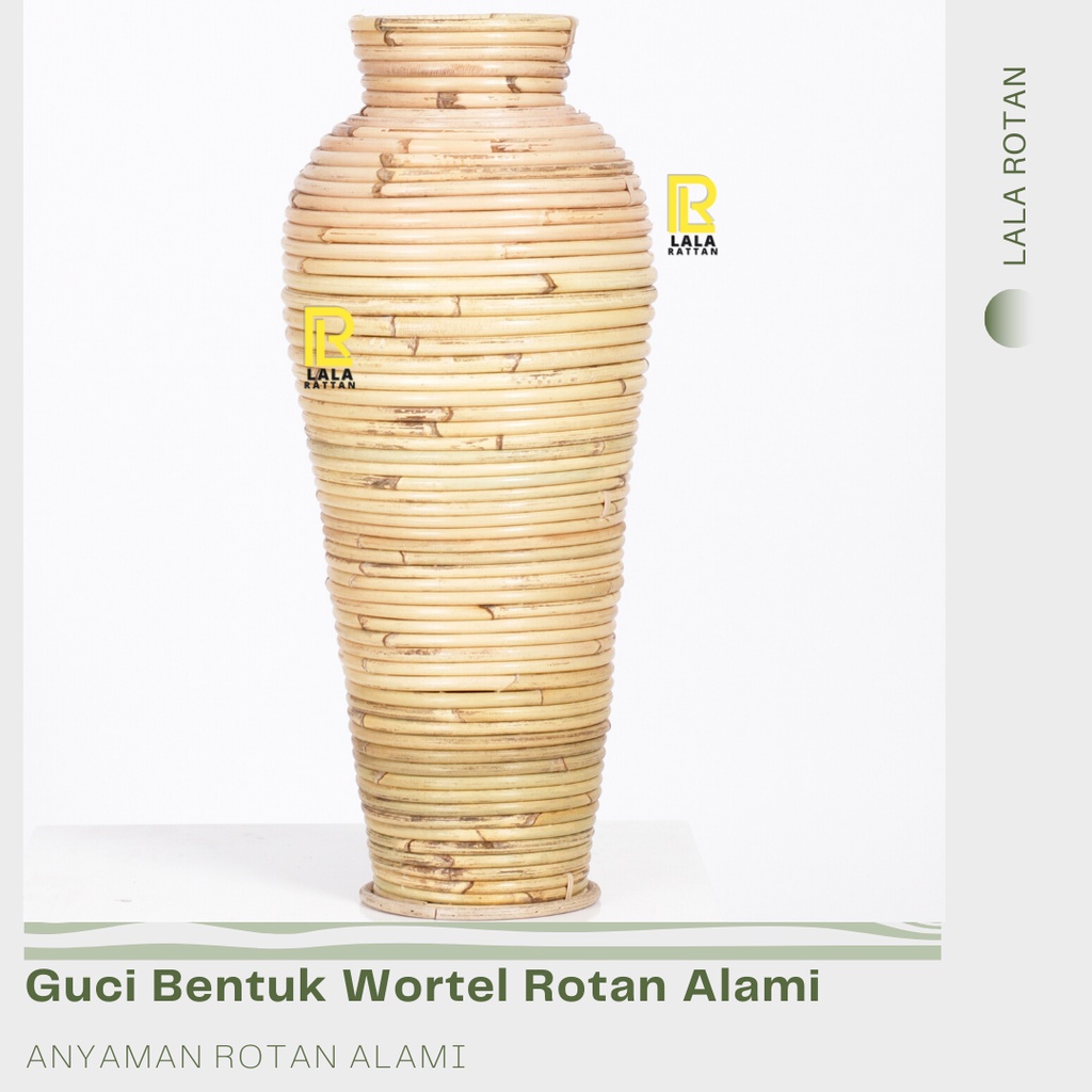 Guci Wortel Rotan Set Kecil Sedang Besar Hiasan Rumah Vas Bunga Kering Estetik