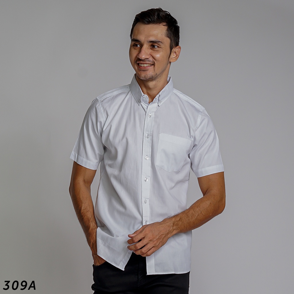 HSRM Kemeja Polos Pria Putih Lengan Pendek Totti Shirt 309 A