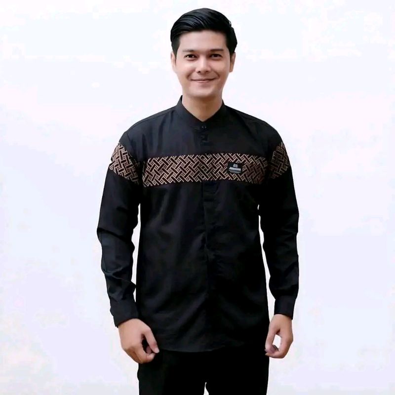 Baju Koko Pria Dewasa Lengan Panjang Motif Kobata Kombinasi Batik Terbaru