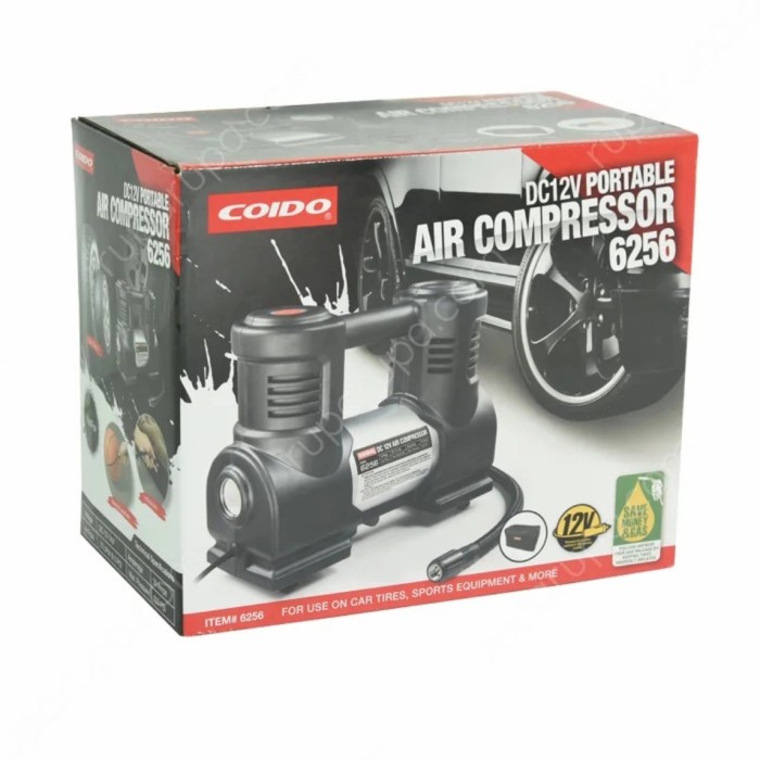 COIDO PORTABLE AIR COMPRESSOR 6256 12V POMPA BAN MOBIL 100 PSI