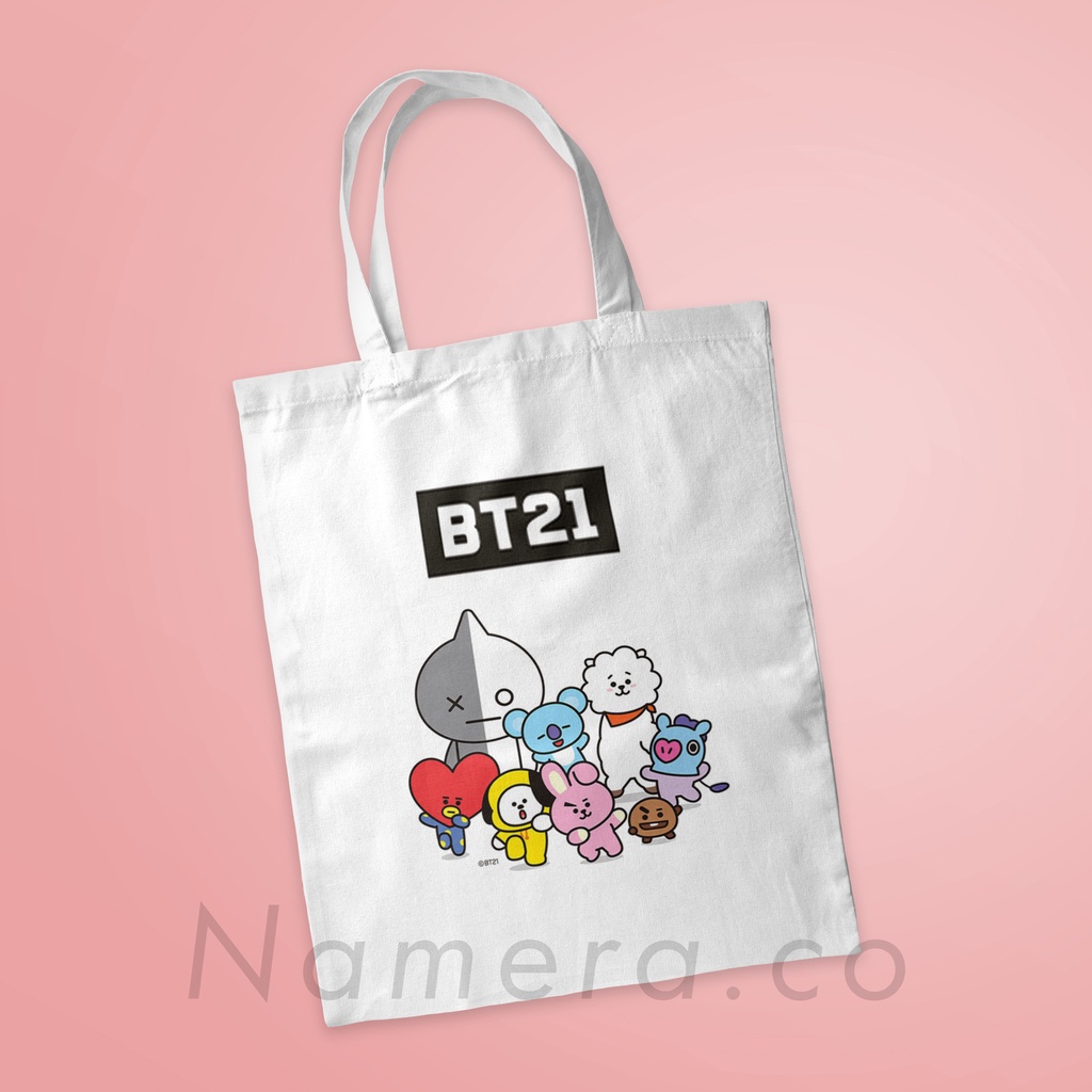 Tas Totebag BTS Kpop Korea Kanvas Premium Jungkook Jimin Taehyung Tote bag Full Resleting