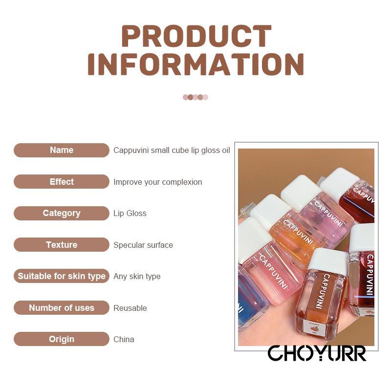 【COD】Cappuvini Lip Oil Crystal Lip Gloss Transparant Lip Oil Minyak Bibir Melembabkan Bibir Lip Care Waterproof Glossy Lip Plumper Korean Import-CH