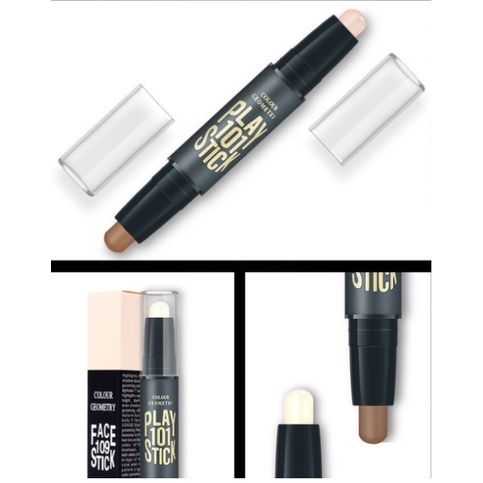 BAJ LAMEILA Colour Geometry Face 109 Stick Contour Duo Cocealer Stick Shading Concealer Contour Dua Sisi Untuk Mencerahkan Kulit 1002 AK094