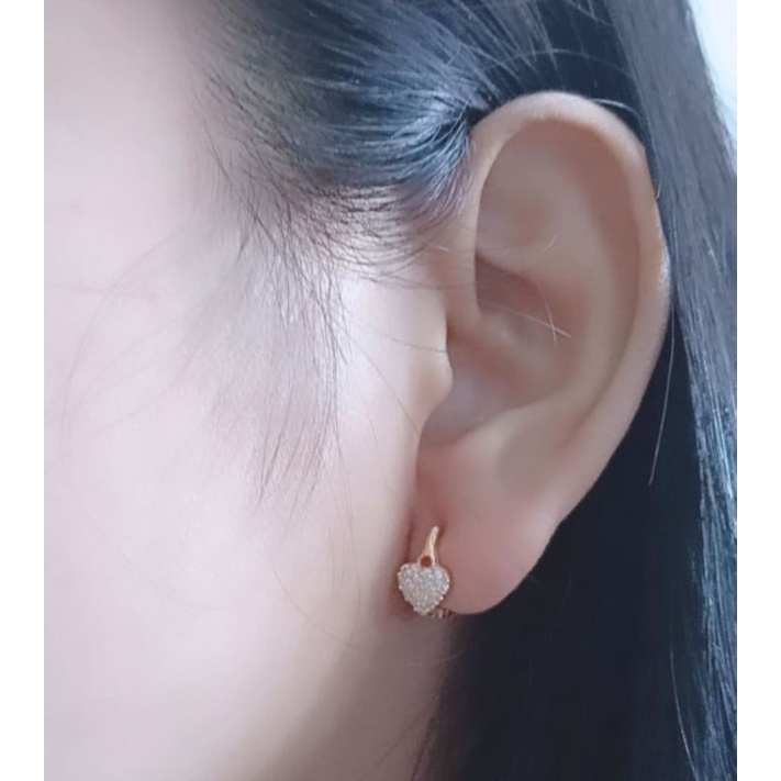 anting jepit dewasa model love mp / anting perak asli silver 925 lapis emas/ anting fashion wanita terbaru