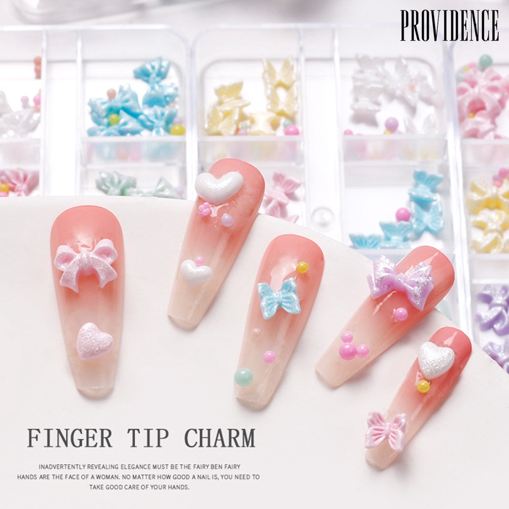 Providence 1kotak Nail Art Busur Tidak Jatuh Tiga Dimensi Glitter Tidak Luntur DIY Resin Musim Gugur Musim Dingin Kawaii Ikatan Simpul Nail Art Pesona Salon Kuku Pasokan