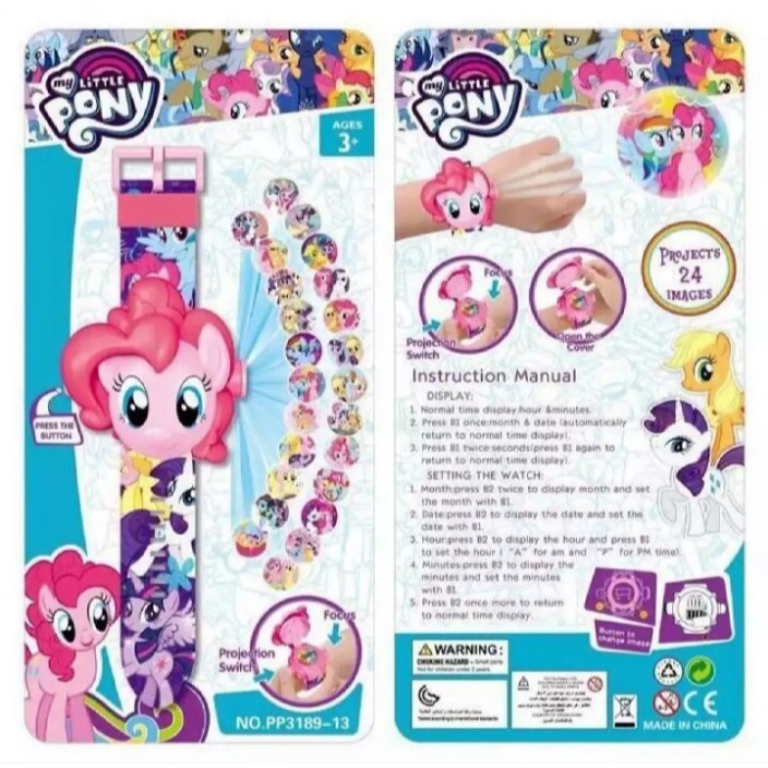 Little Pony Jam Tangan Perempuan Proyektor 24 Gambar Jam Tangan Fashion Anak-Anak