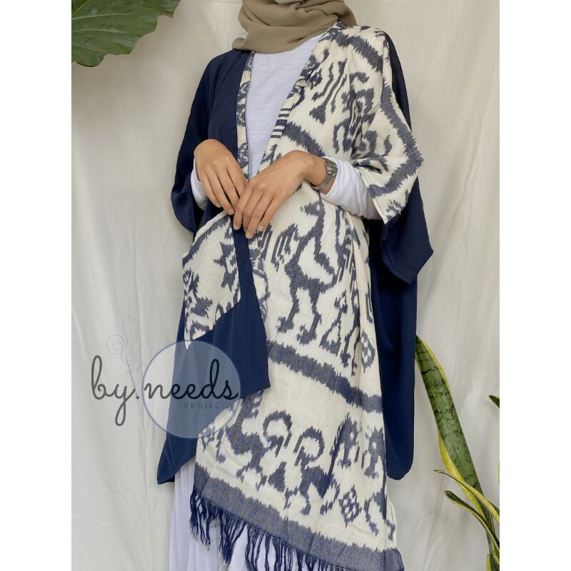 Ayana Navy - Outer Oversize Outwear Jumbo Blazer Tenun