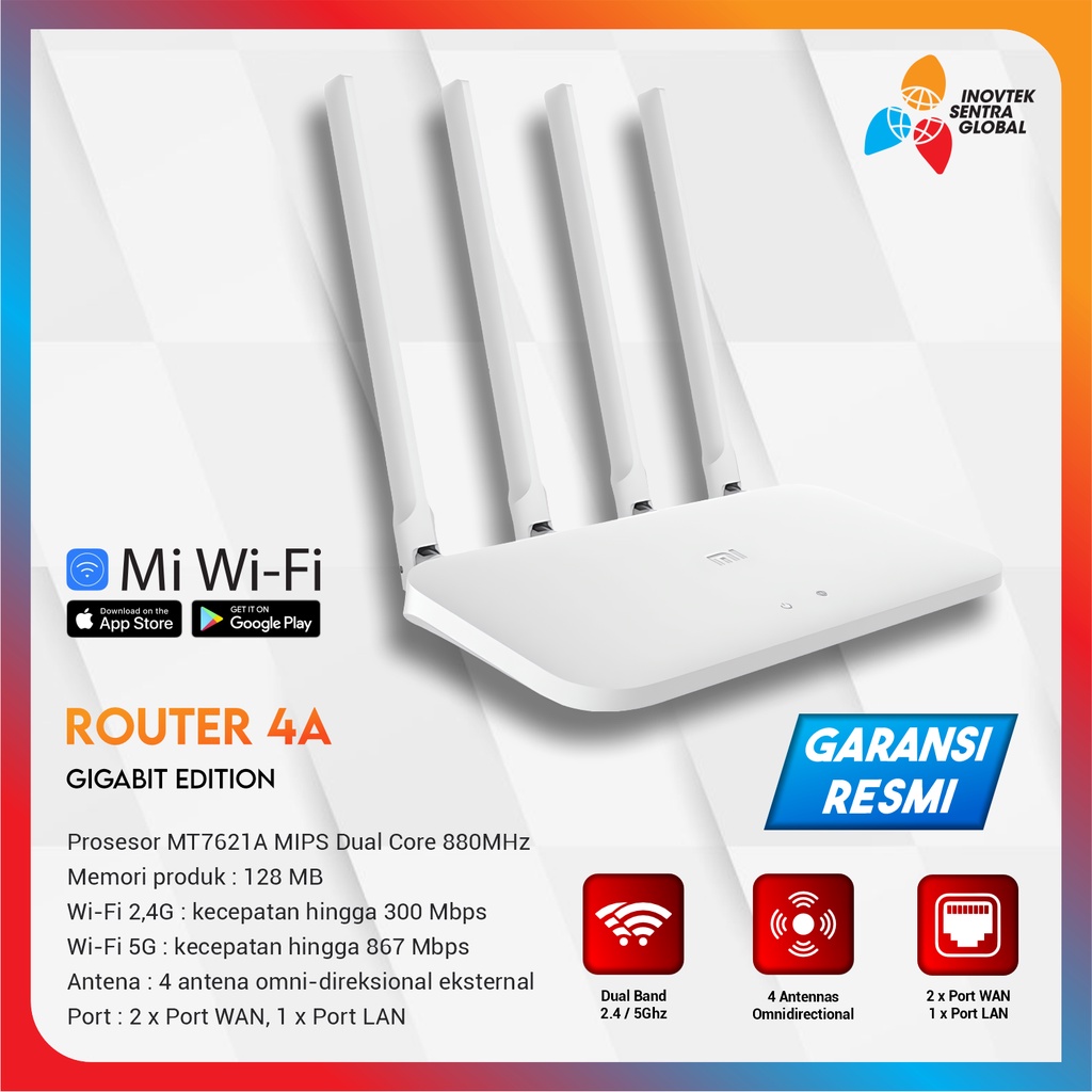 Xiaomi Mi Wifi Router 4A Gigabit Edition Dual Core AC1200