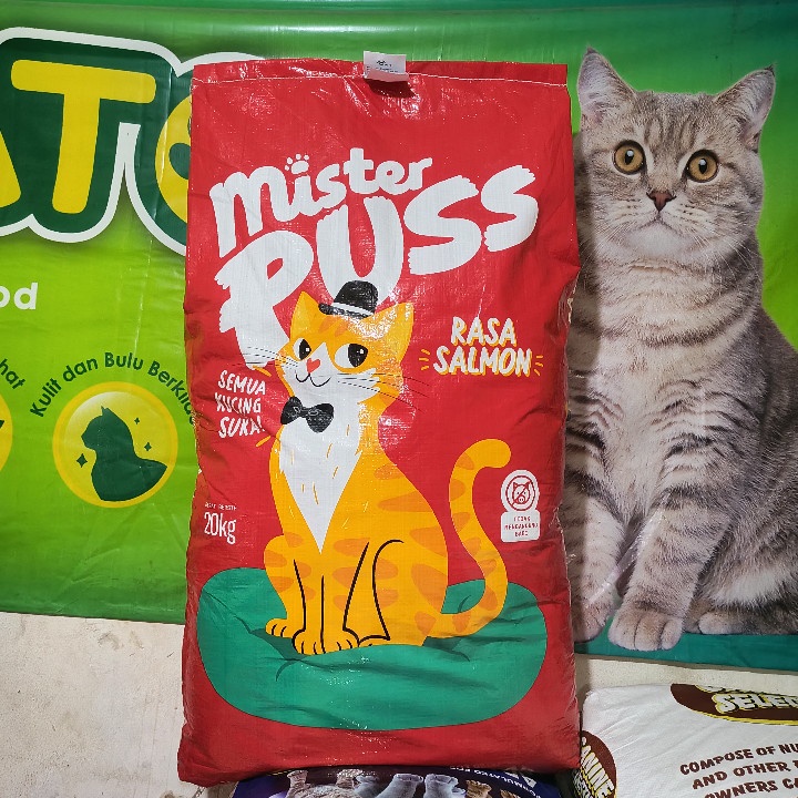 GRAB/GO-JEK Makanan Kucing Mister Puss Salmon Kemasan 20KG